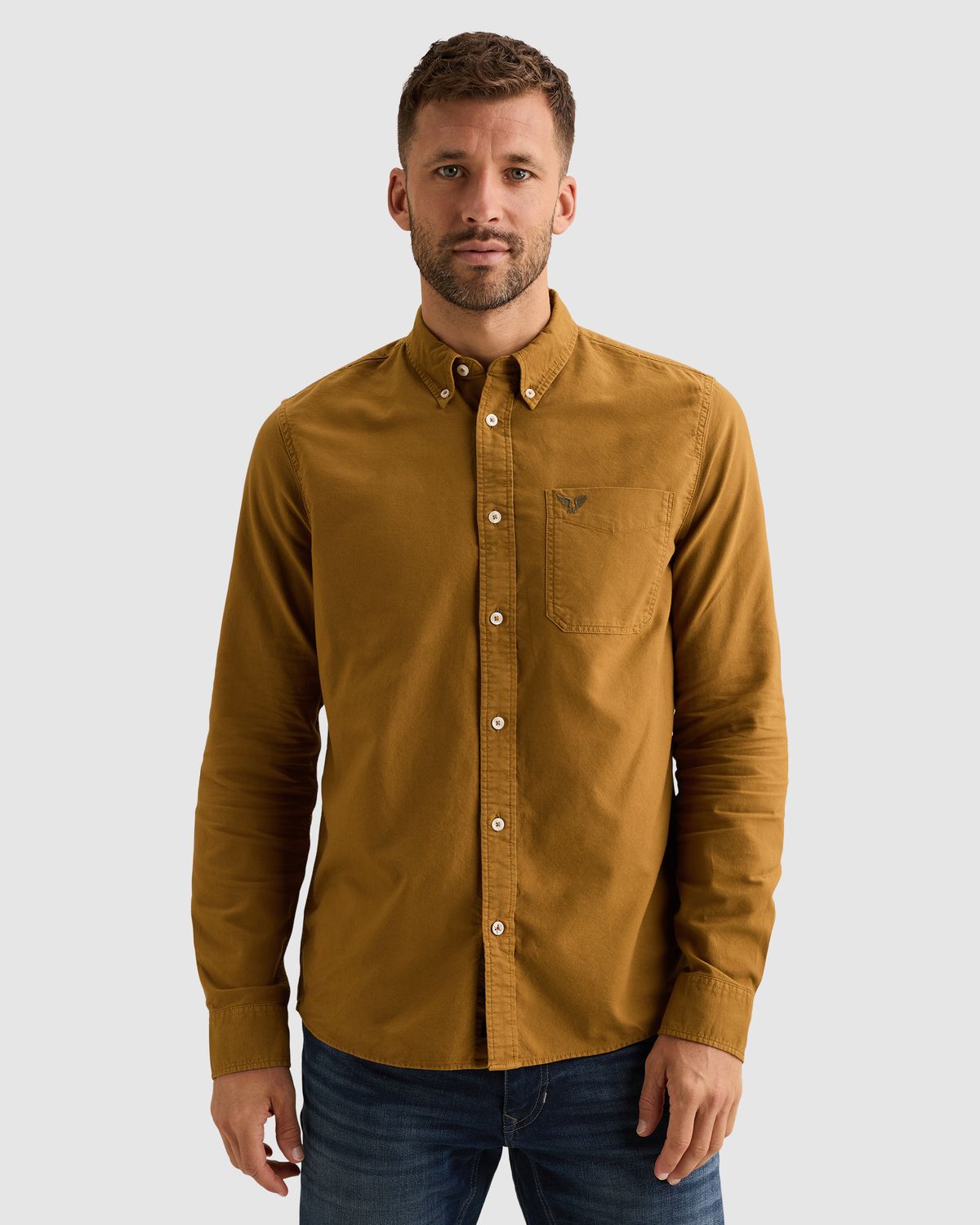 PME Legend Oxford overhemd met garment-dye wassing en button-down kraag