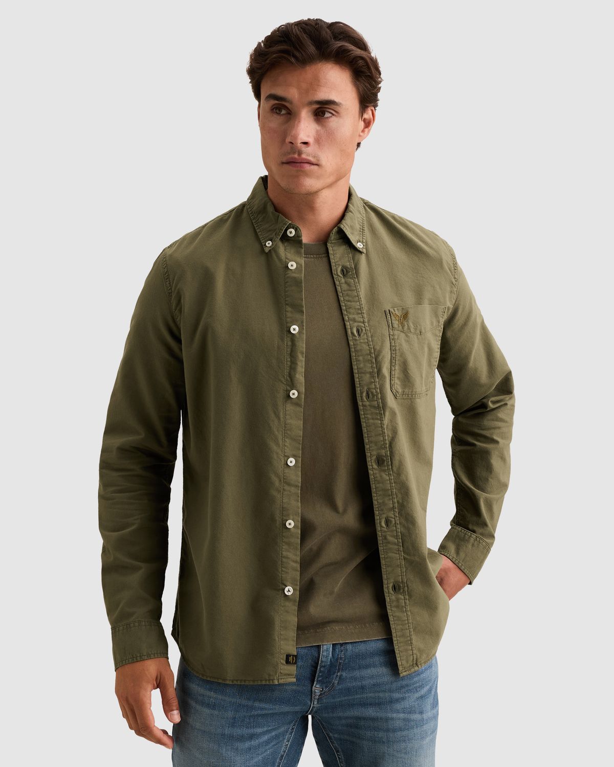 PME Legend Oxford overhemd met garment-dye wassing en button-down kraag