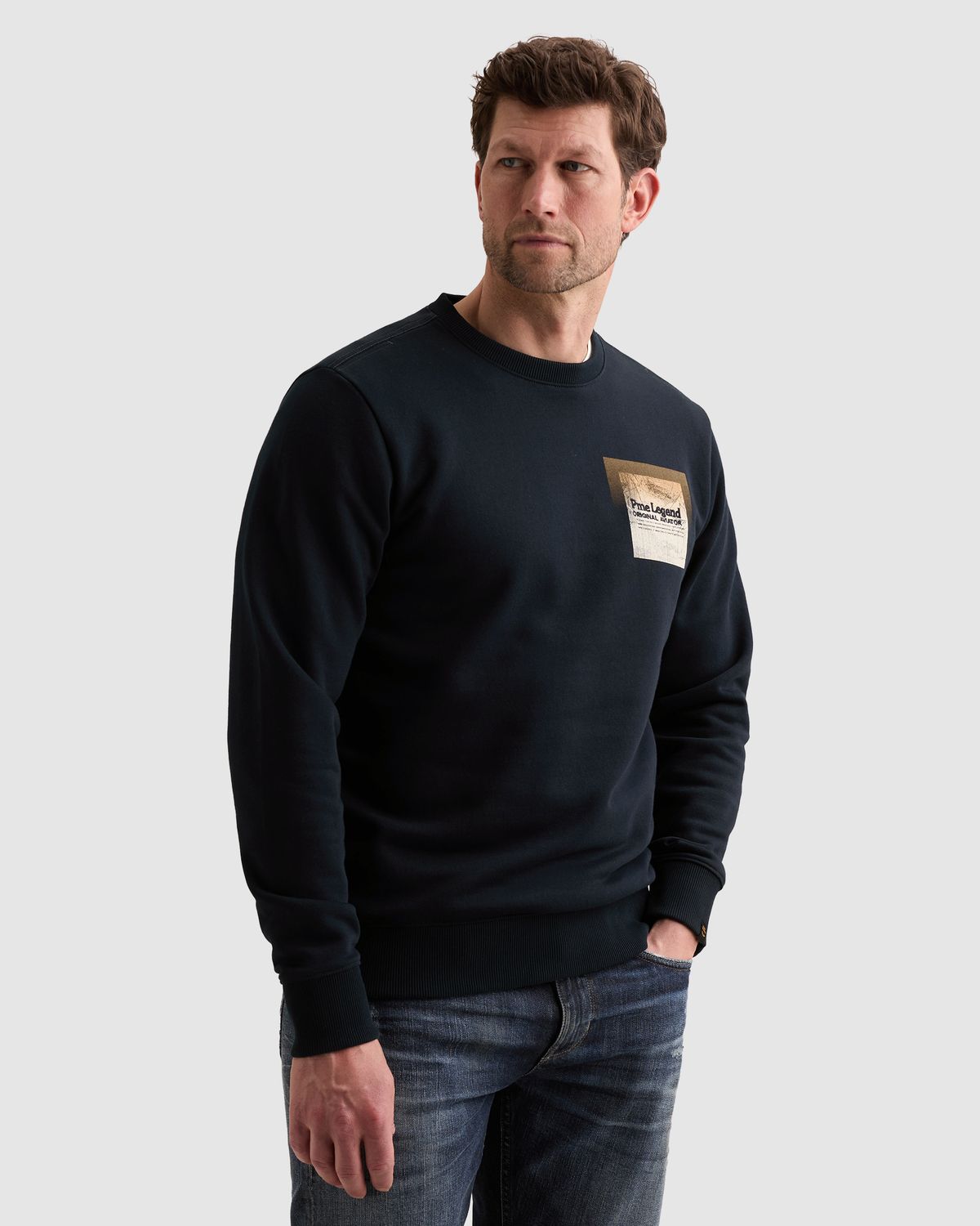 PME Legend Sweatshirt van 100% katoen met ronde hals
