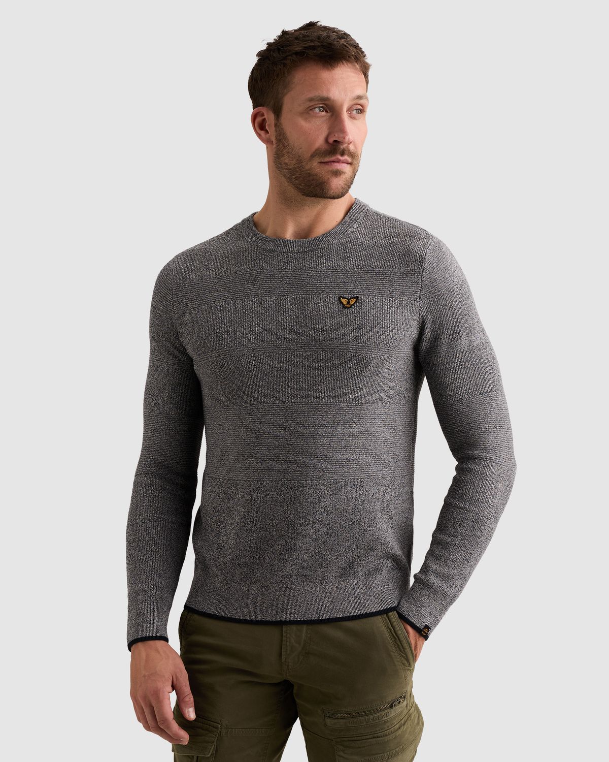 PME Legend Trui met ronde hals en streeppatroon