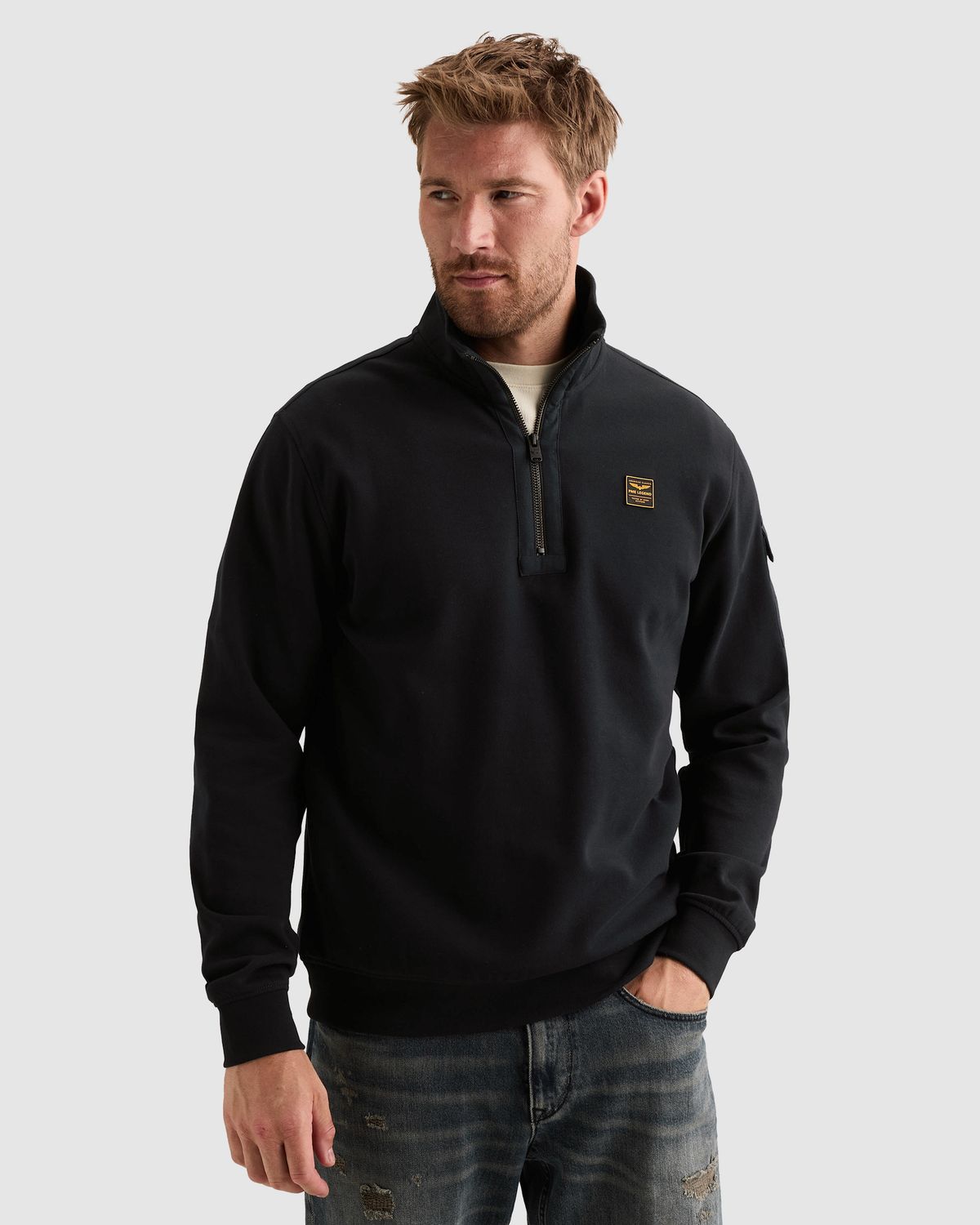 PME Legend Sweatshirt met halve rits en badge