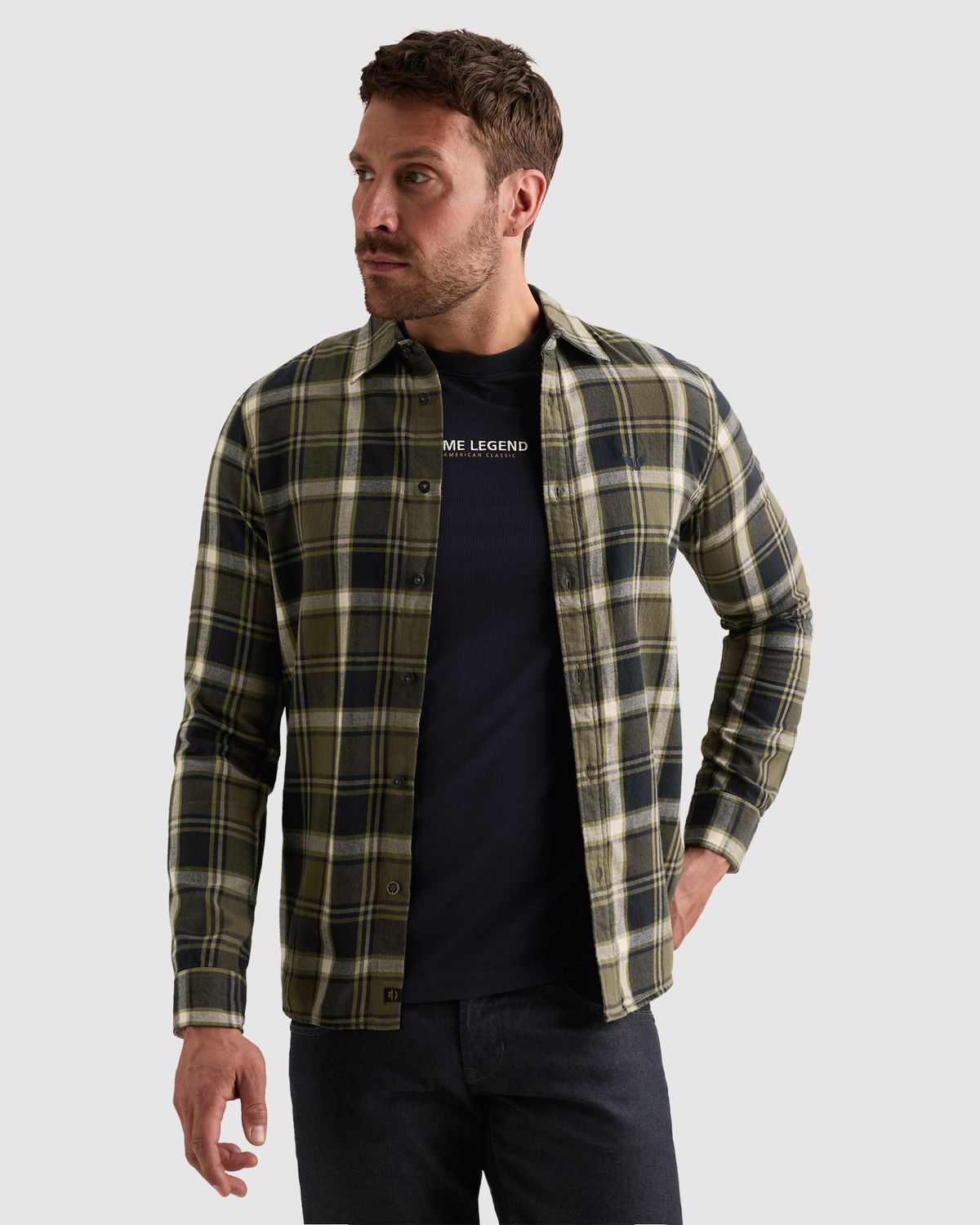 PME Legend Overhemd met lumberjack ruitpatroon en geborduurd logo