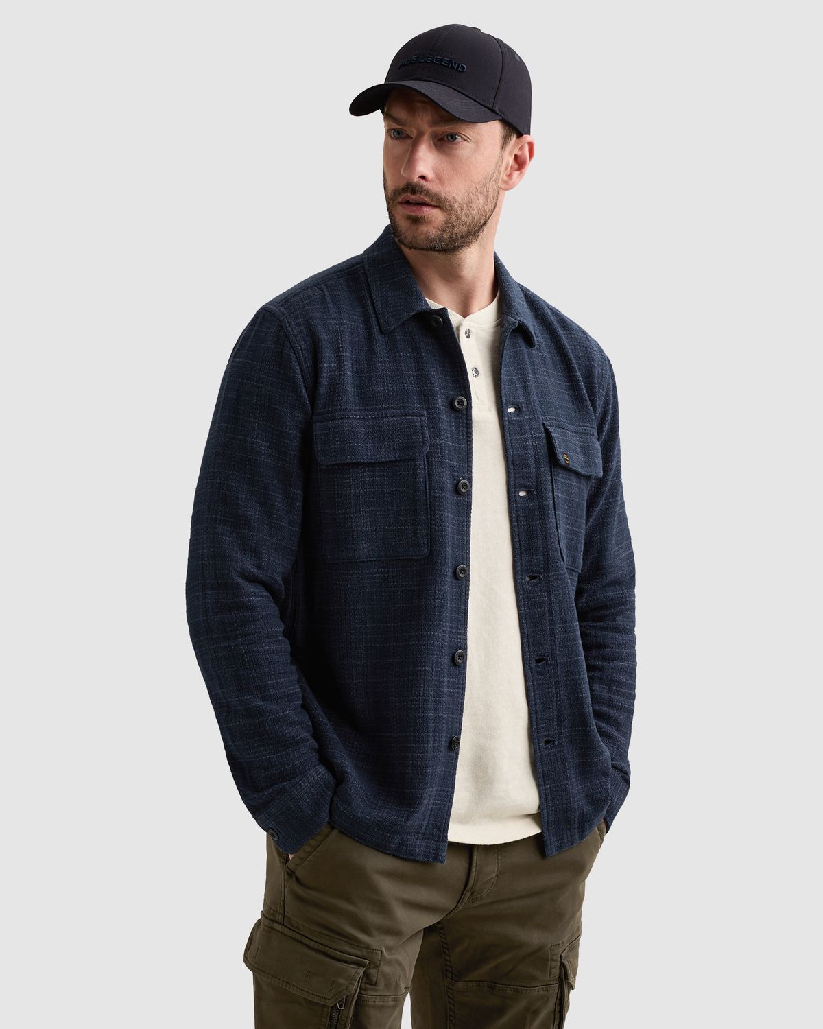 PME Legend Overshirt van tweekleurig slubkatoen
