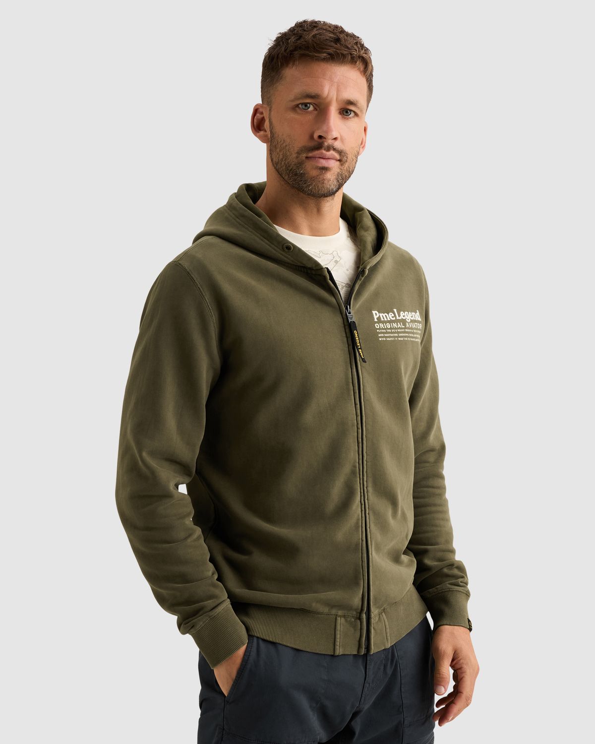 PME Legend Sweat jacket met garment-dye wassing en ritssluiting