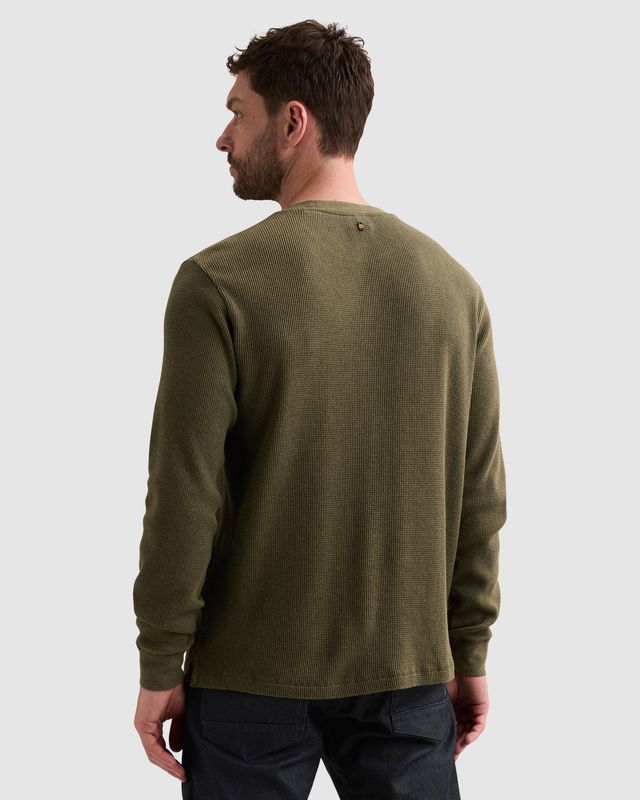 PME Legend Long sleeve r-neck waffle melange Kalamata PTS2608500