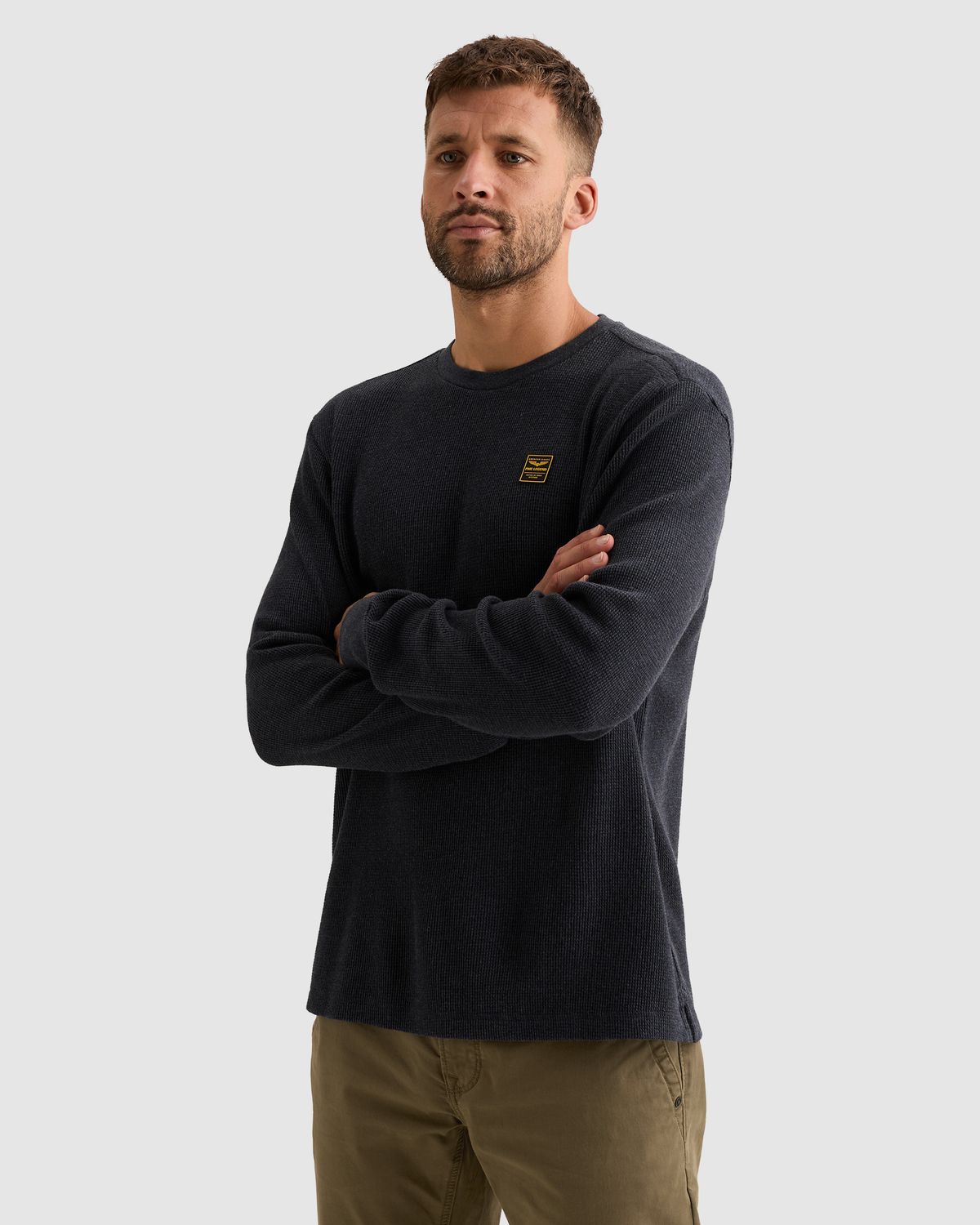 PME Legend Long sleeve r-neck waffle melange Salute PTS2608500