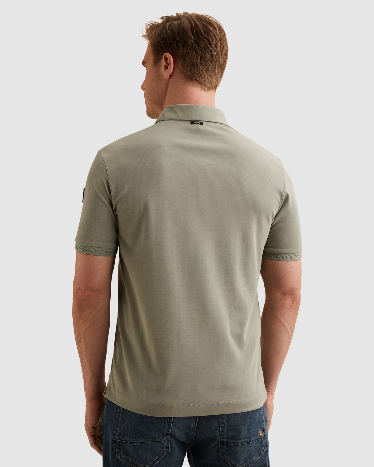 Vanguard Polo van interlock jersey met structuur