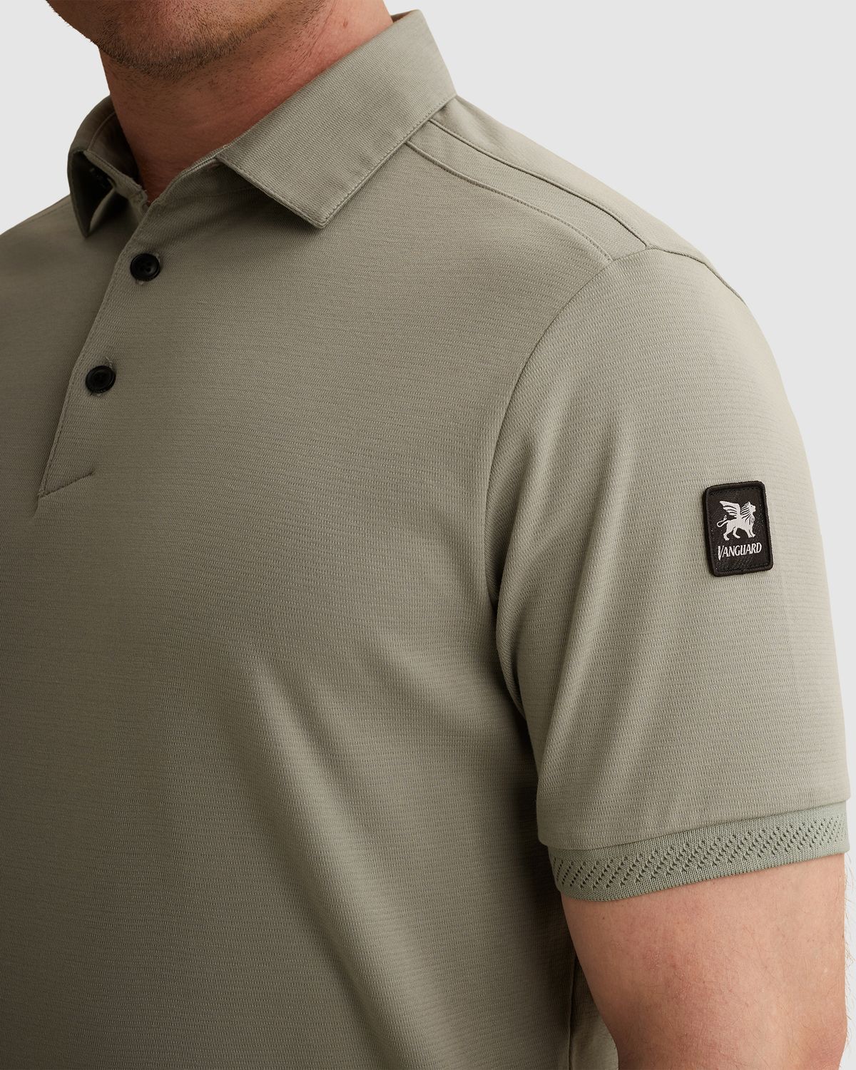 Vanguard Polo van interlock jersey met structuur