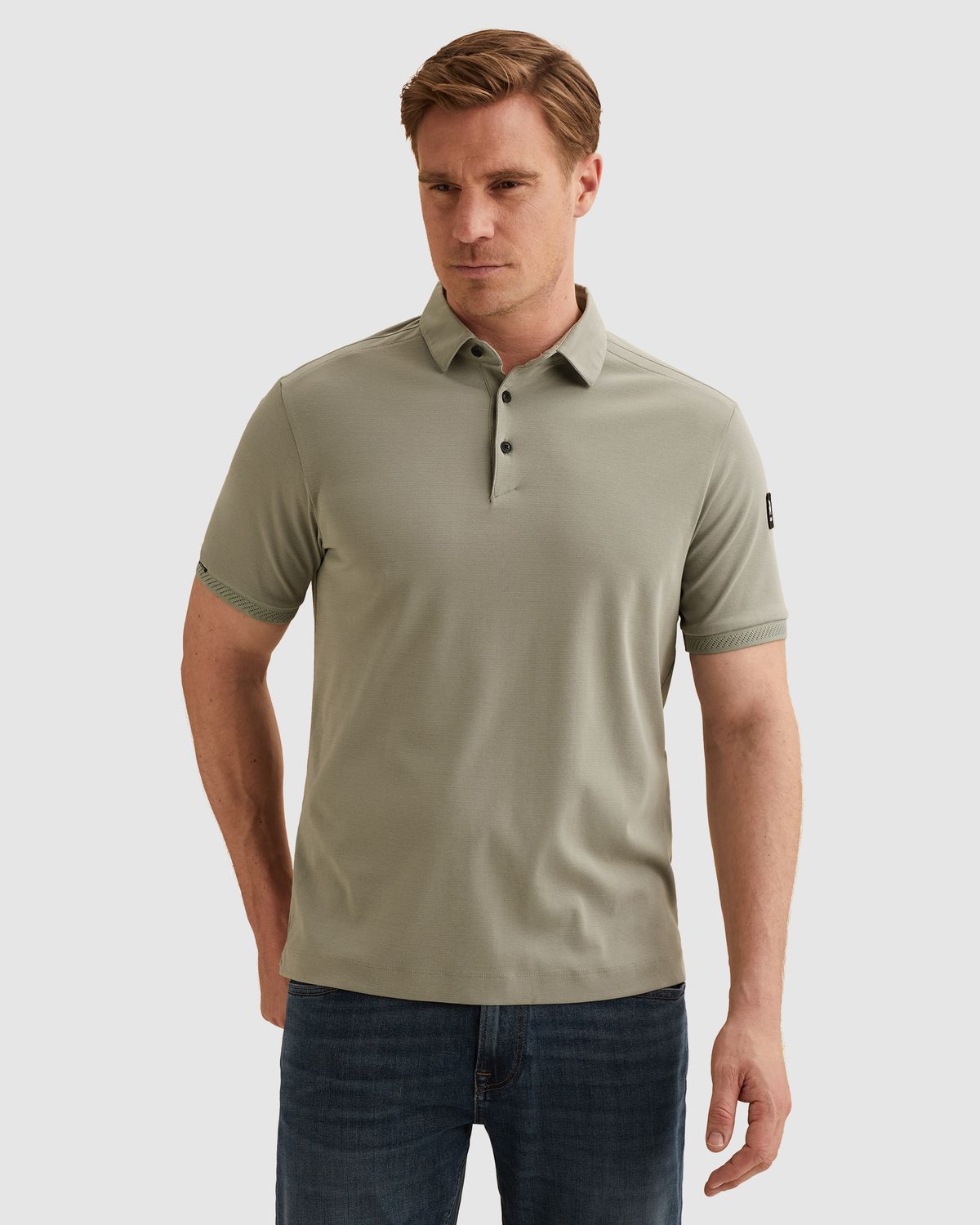 Vanguard Polo van interlock jersey met structuur