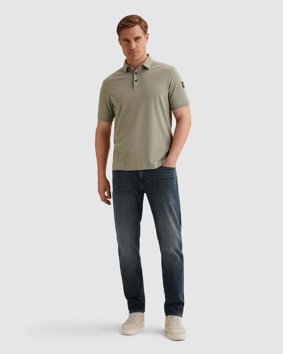 Vanguard Polo van interlock jersey met structuur