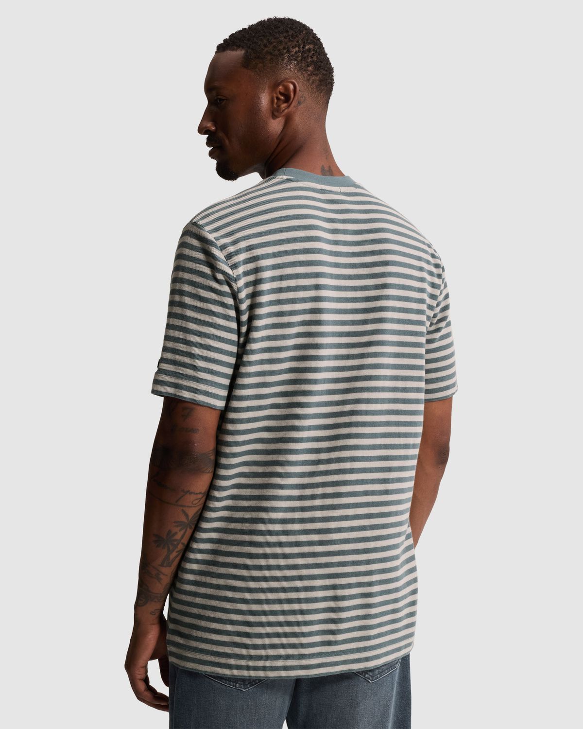 Cast Iron T-shirt met wafelstructuur en streeppatroon