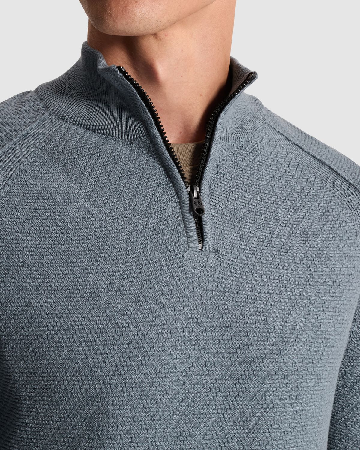 Cast Iron Half zip collar slim fit cotton ea Blue Mirage CKW2608302