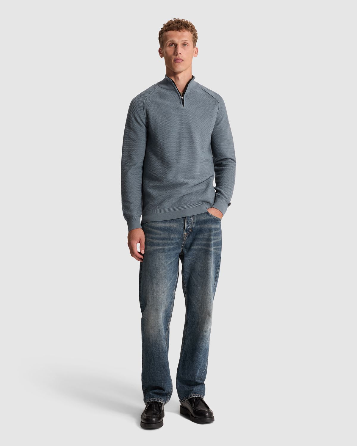 Cast Iron Half zip collar slim fit cotton ea Blue Mirage CKW2608302