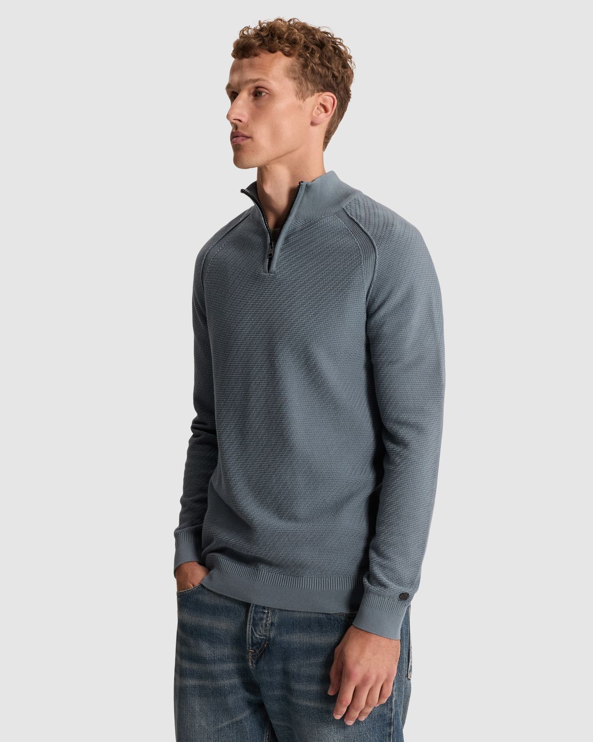 Cast Iron Half zip collar slim fit cotton ea Blue Mirage CKW2608302