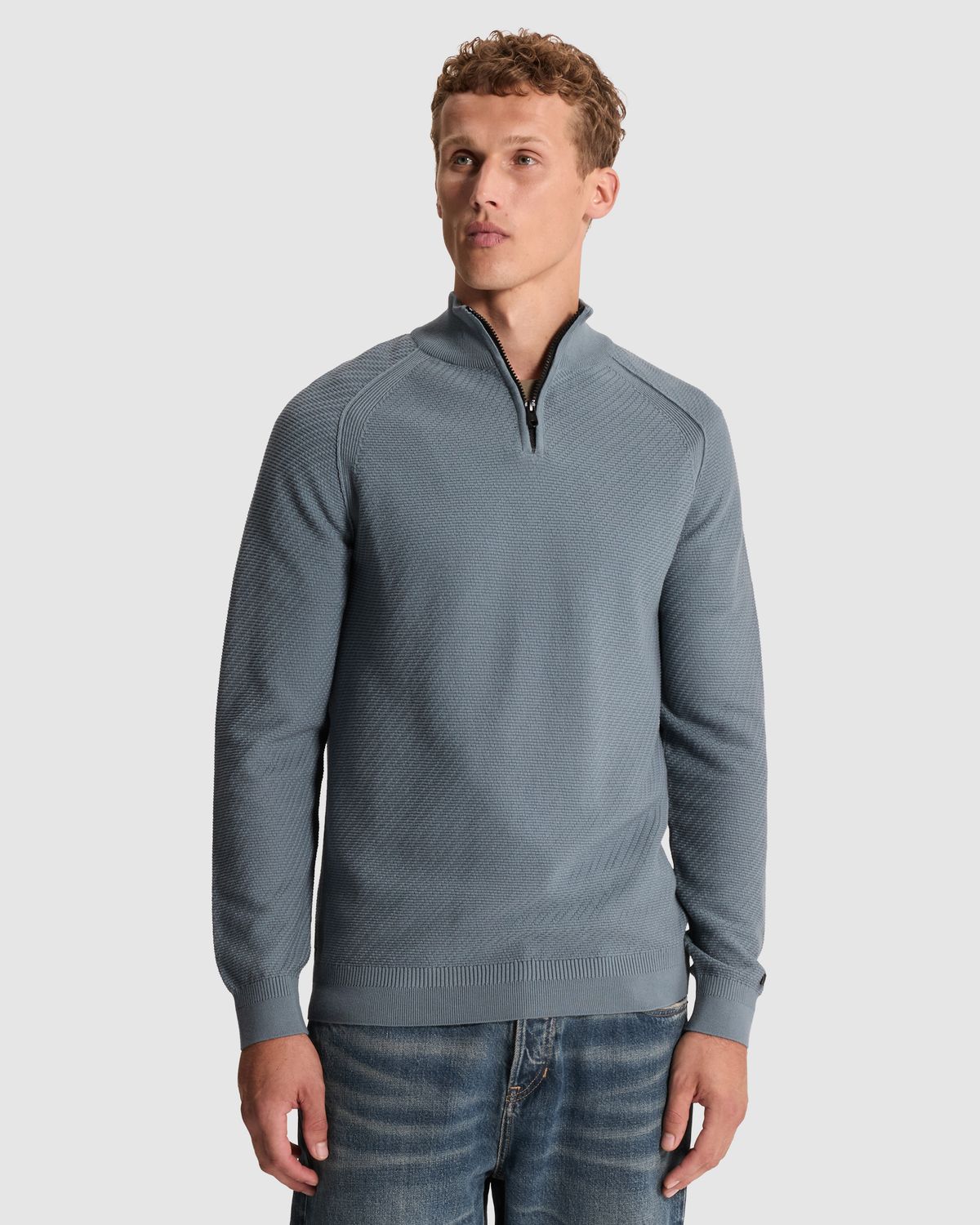 Cast Iron Half zip collar slim fit cotton ea Blue Mirage CKW2608302