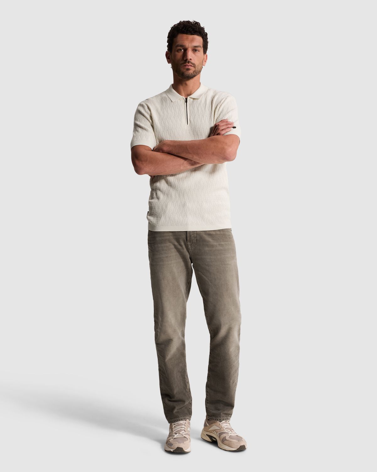 Cast Iron Polo van katoen/modal met rits