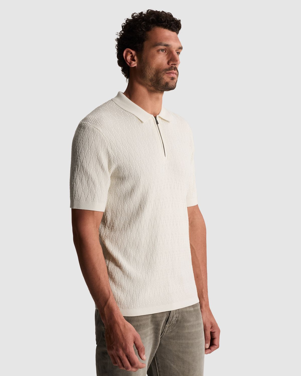 Cast Iron Polo van katoen/modal met rits