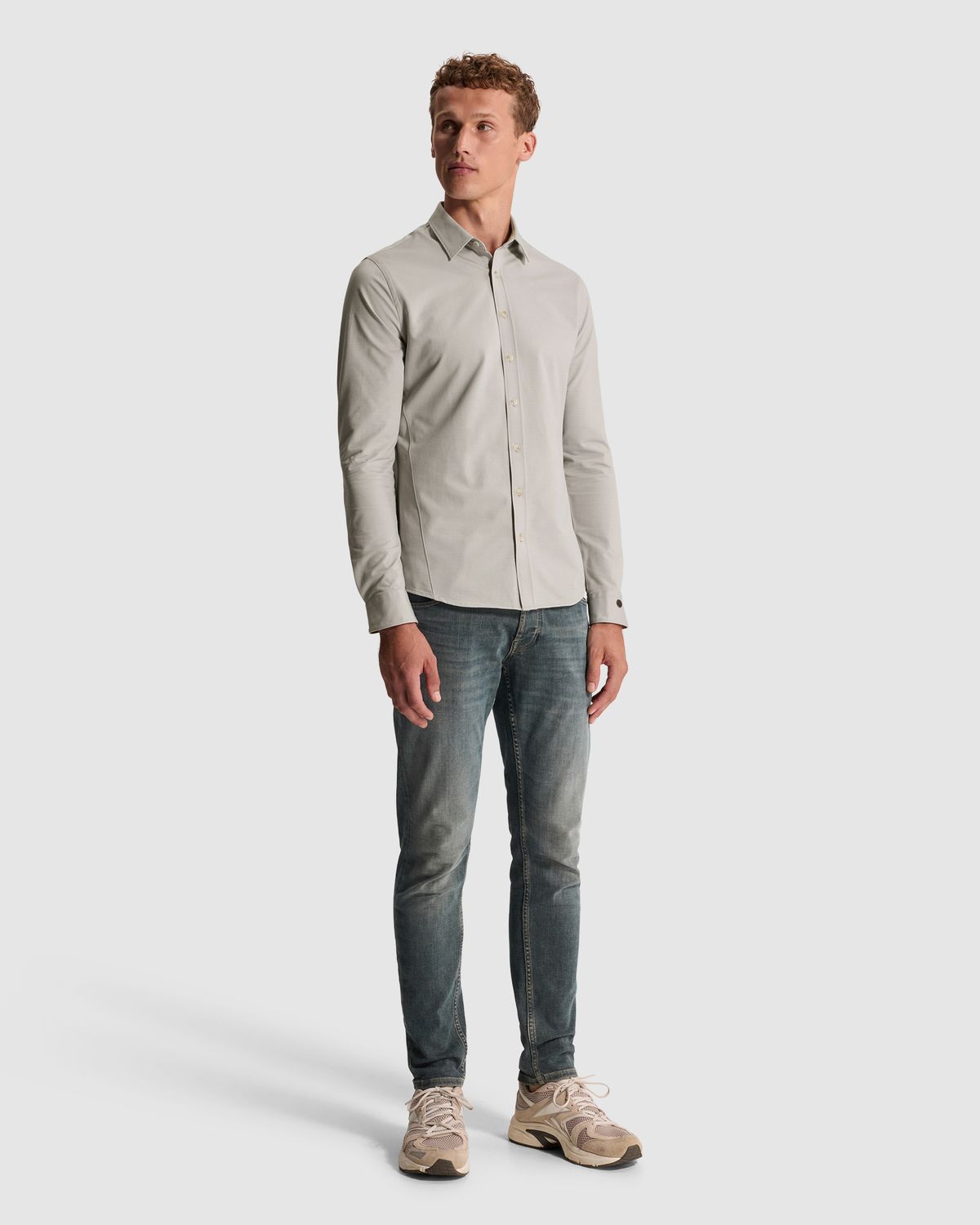 Cast Iron Overhemd van twill jersey met kentkraag