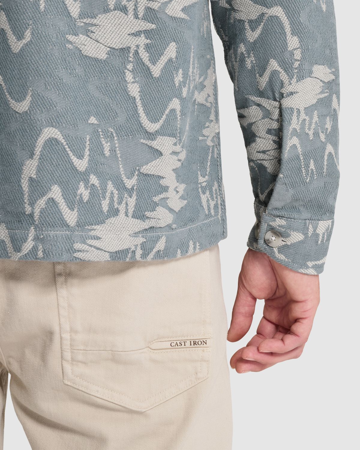 Cast Iron Long Overshirt met jacquardpatroon en knoopsluiting