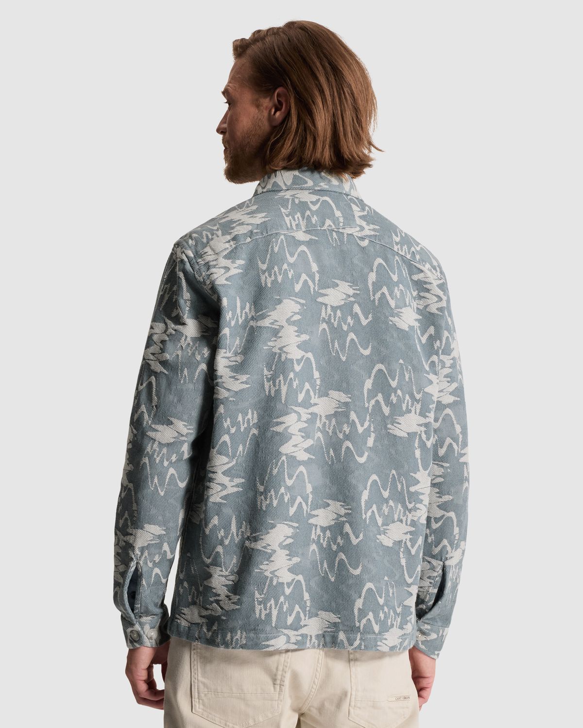 Cast Iron Long Overshirt met jacquardpatroon en knoopsluiting