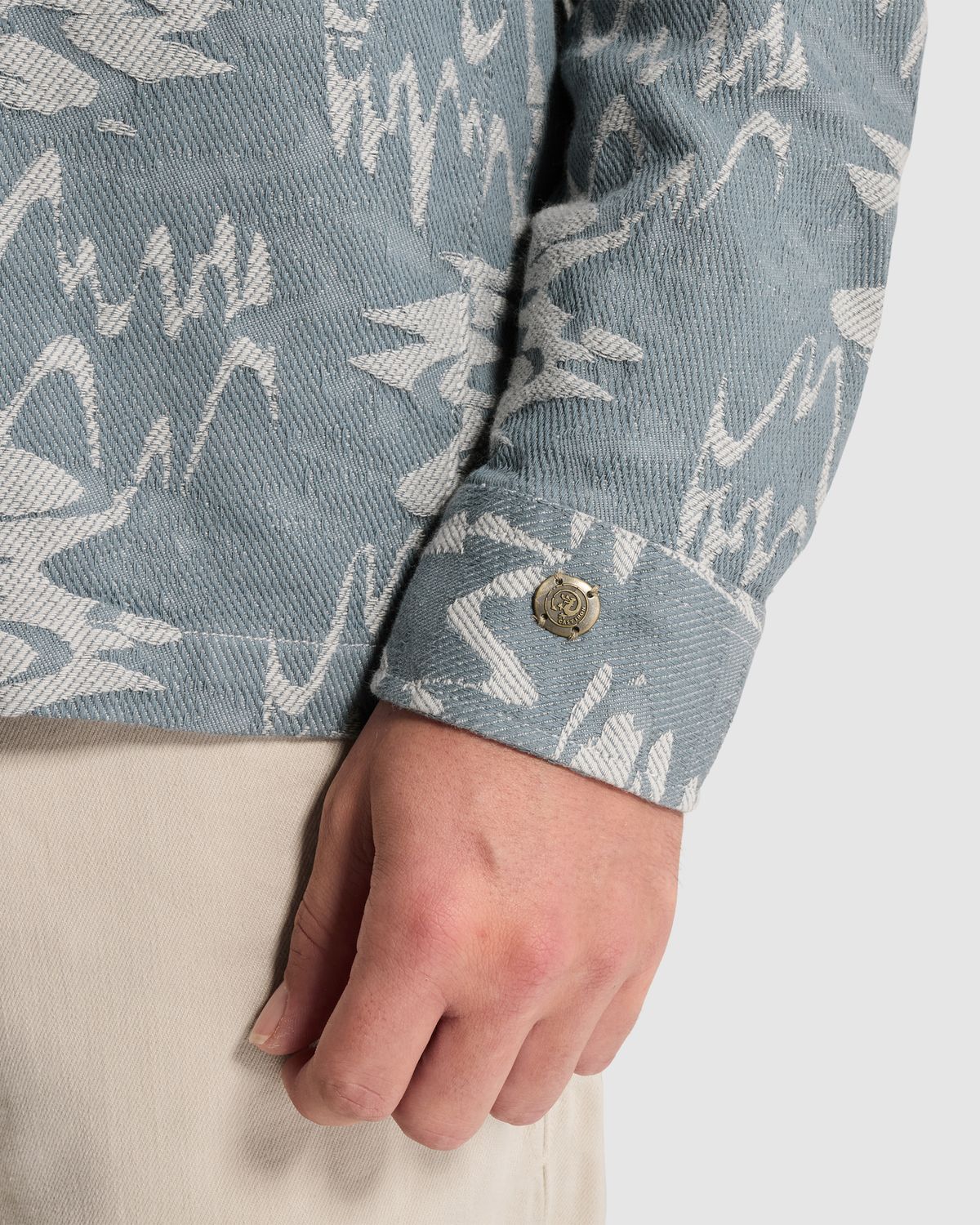 Cast Iron Long Overshirt met jacquardpatroon en knoopsluiting