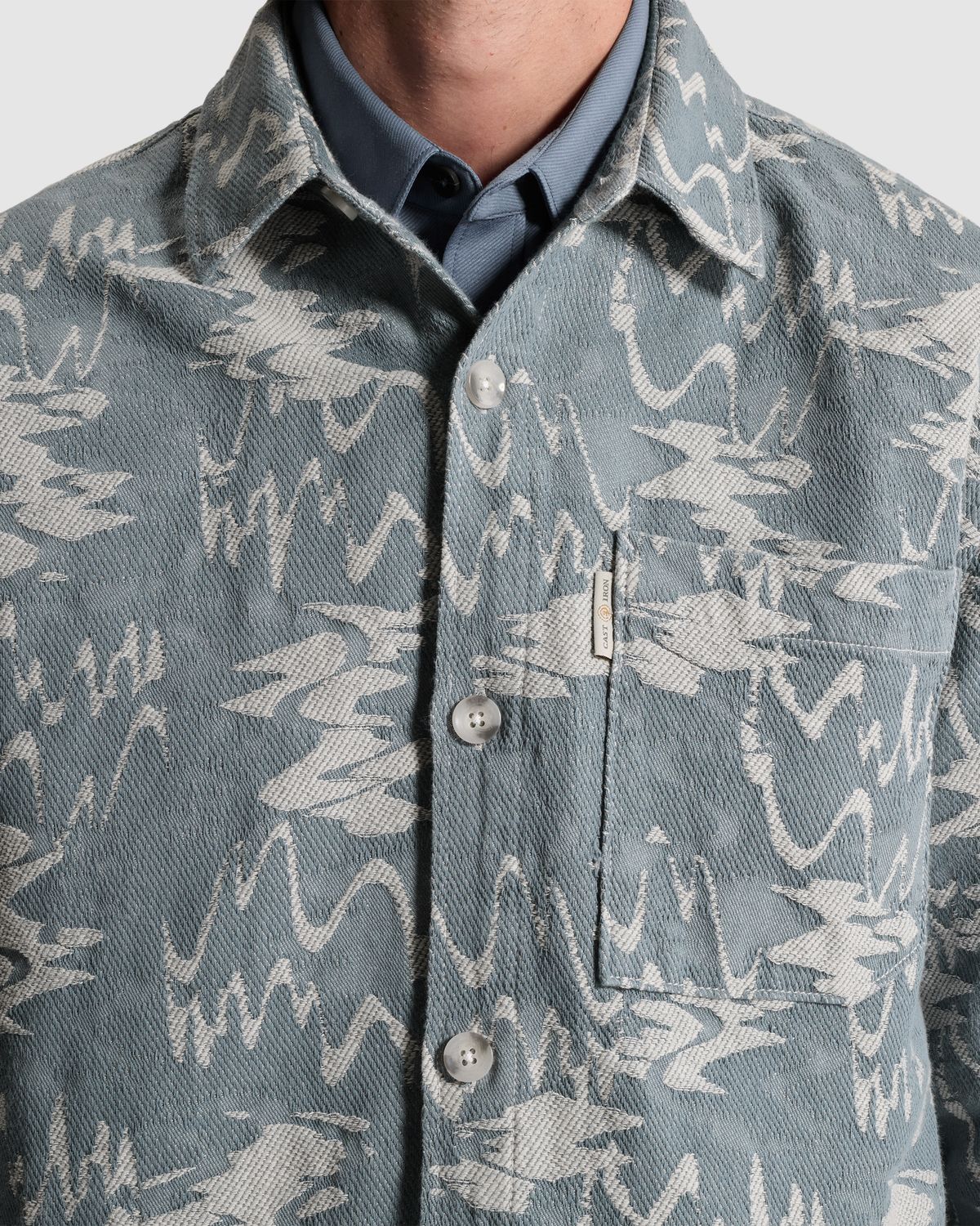 Cast Iron Long Overshirt met jacquardpatroon en knoopsluiting