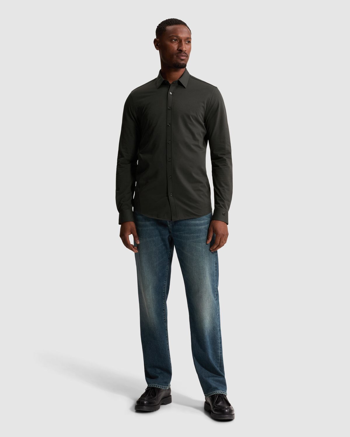Cast Iron Overhemd van jersey met kentkraag