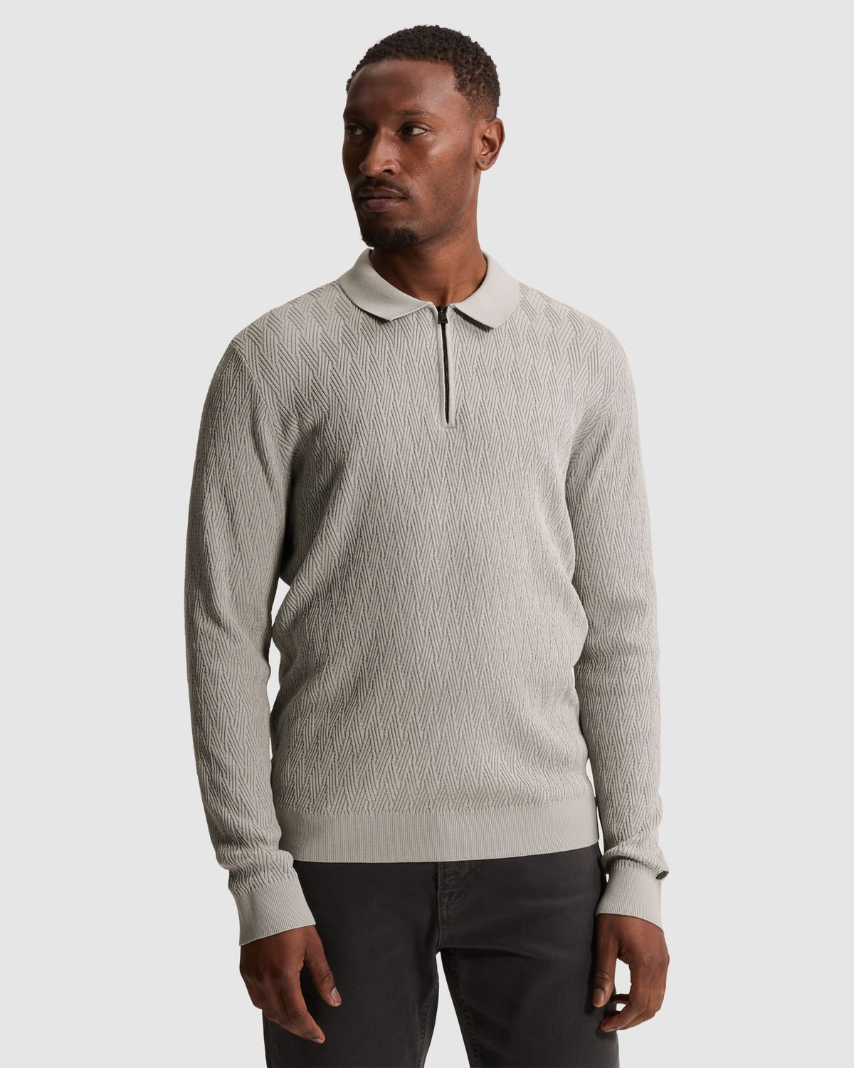 Cast Iron Trui van katoen/modal met polokraag