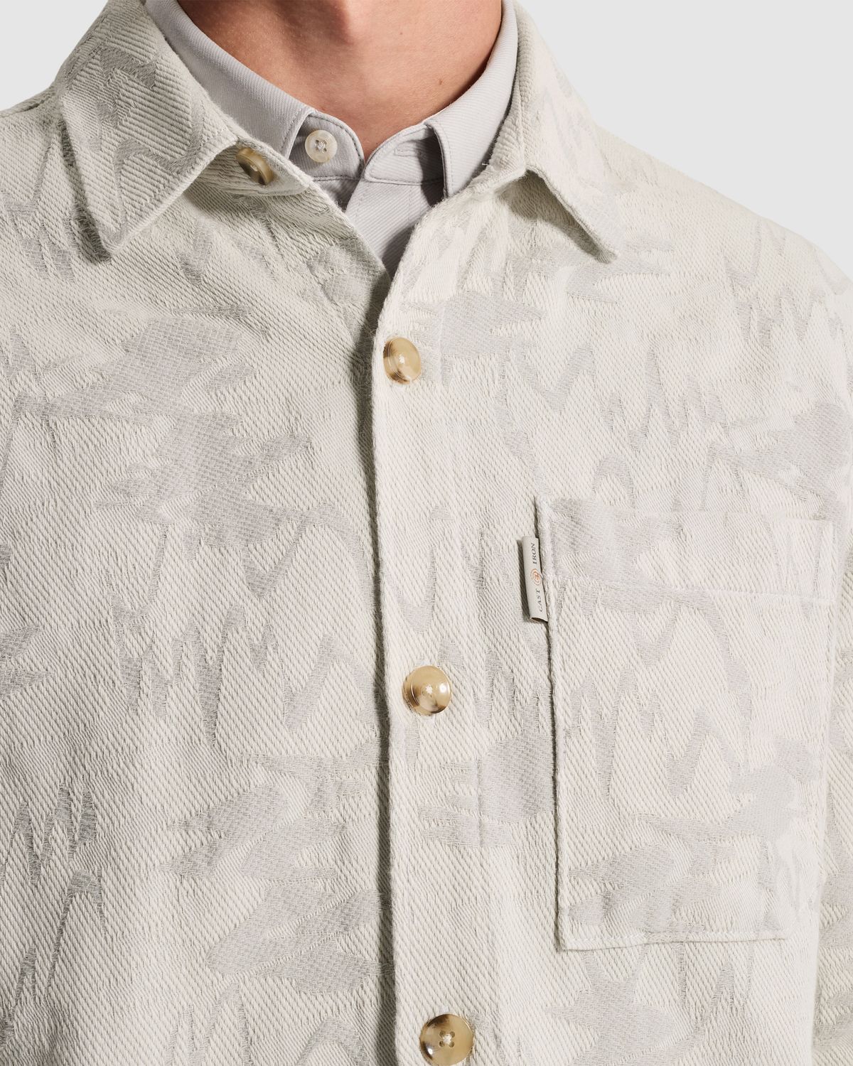Cast Iron Long Overshirt met jacquardpatroon en knoopsluiting