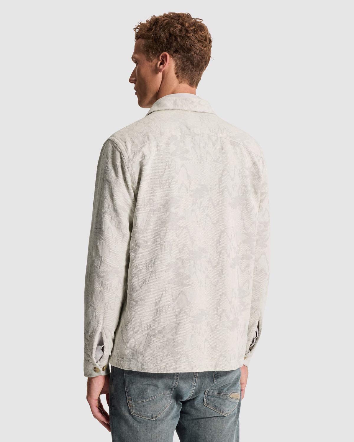 Cast Iron Long Overshirt met jacquardpatroon en knoopsluiting