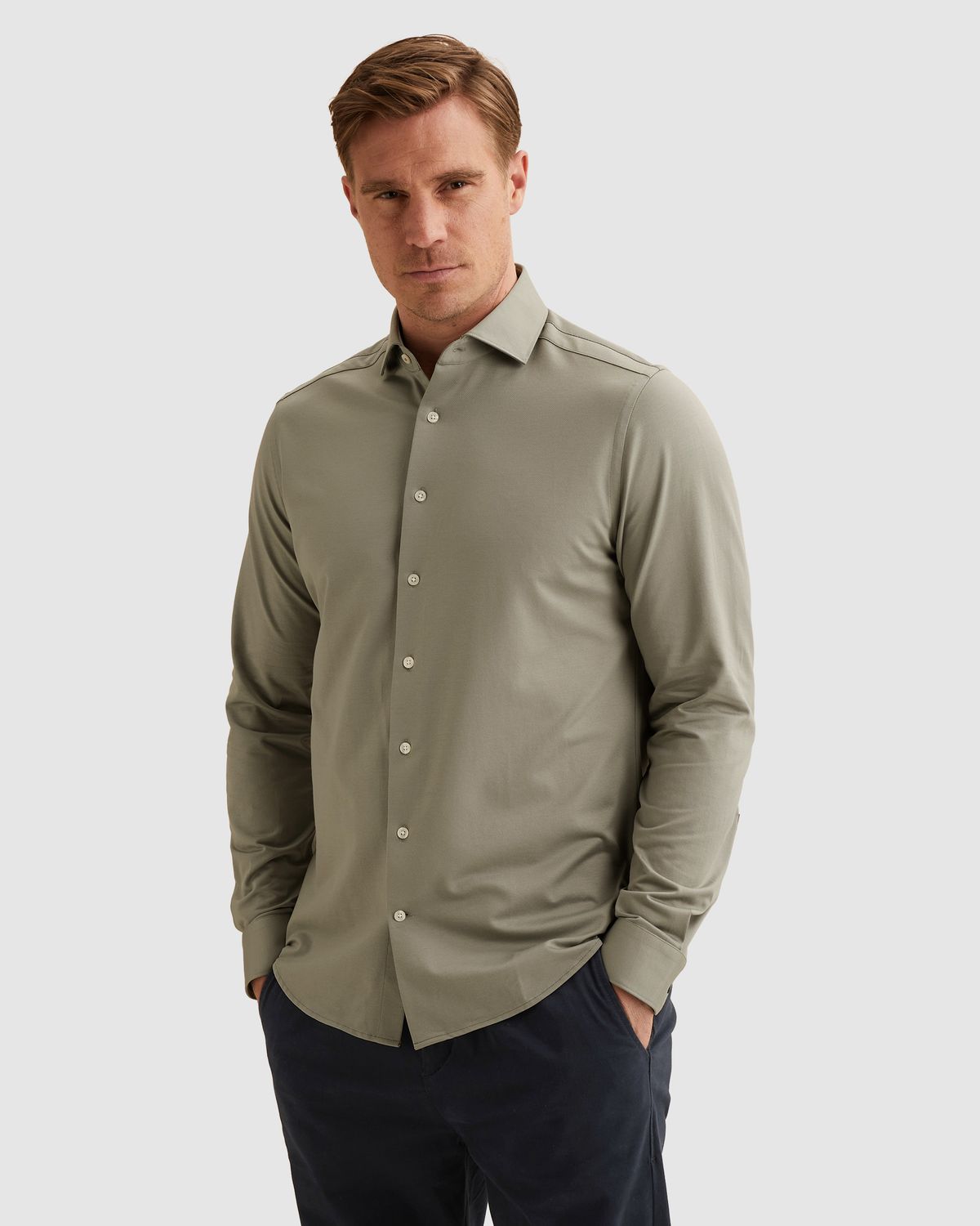 Vanguard Elevated Knit Shirt met widespread kraag