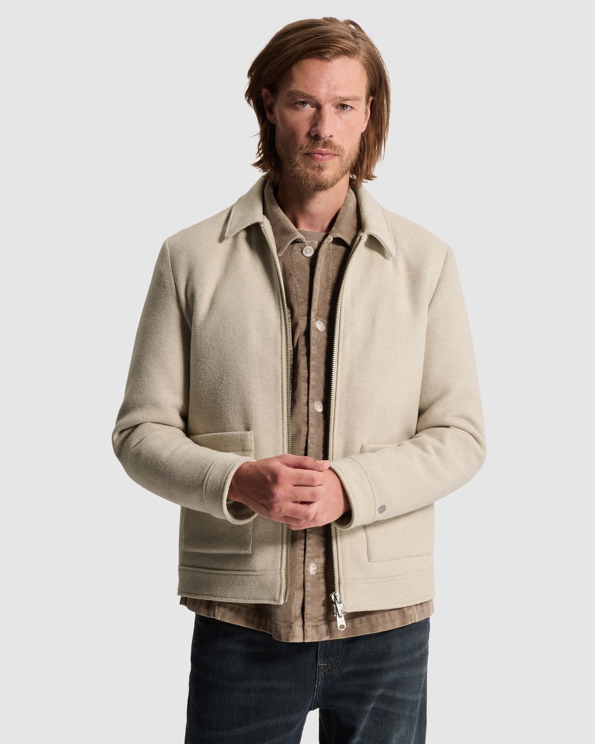 Cast Iron Short jacket Twool Smart Jacket Sand Melange CJA2608156