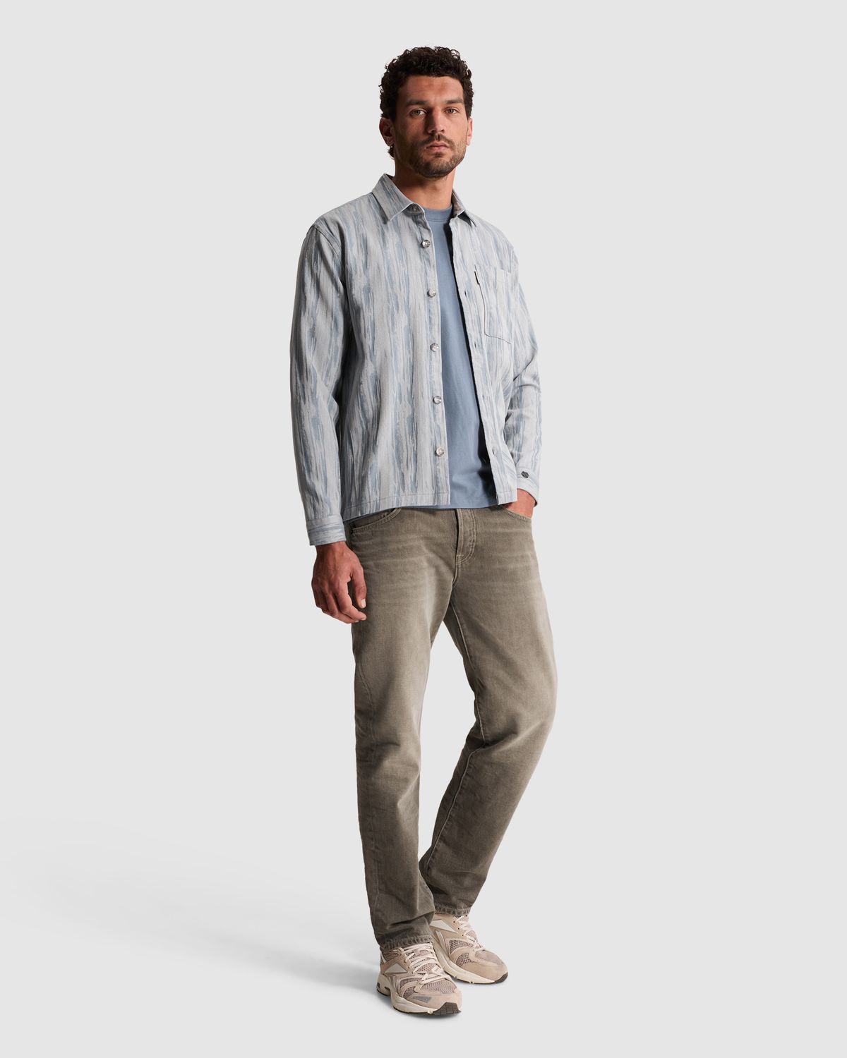 Cast Iron Overshirt met jacquardpatroon en borstzak