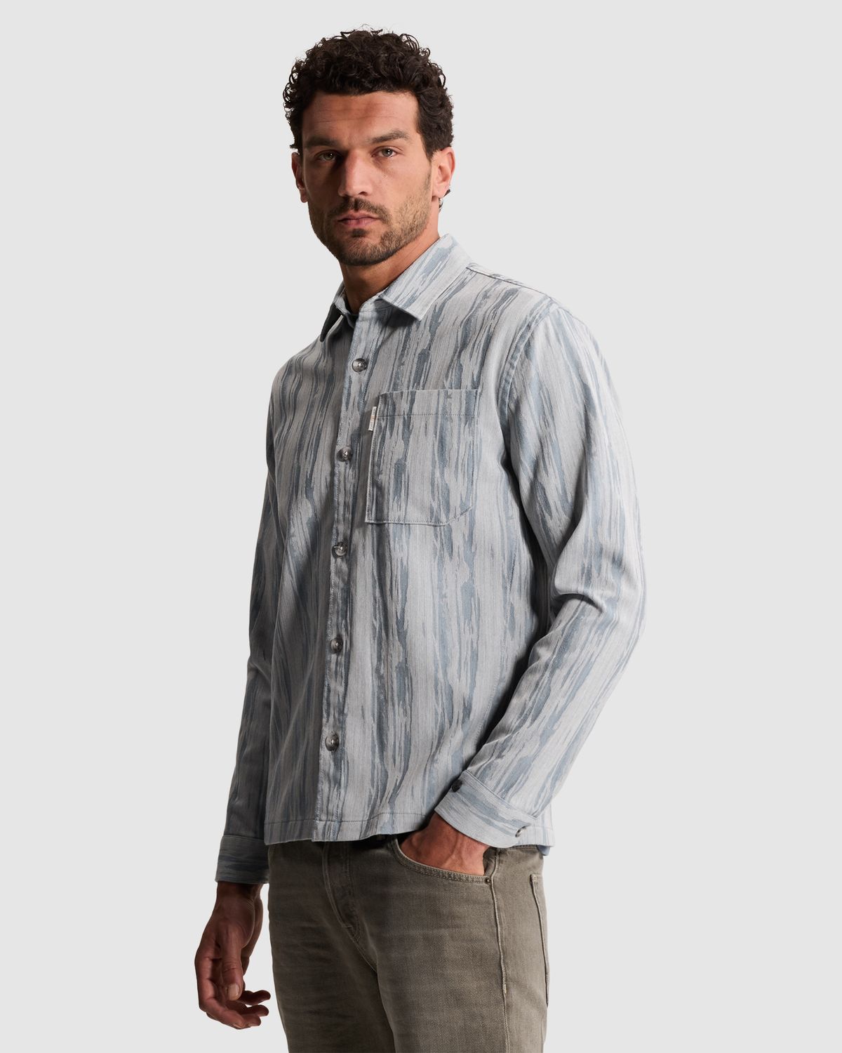 Cast Iron Overshirt met jacquardpatroon en borstzak