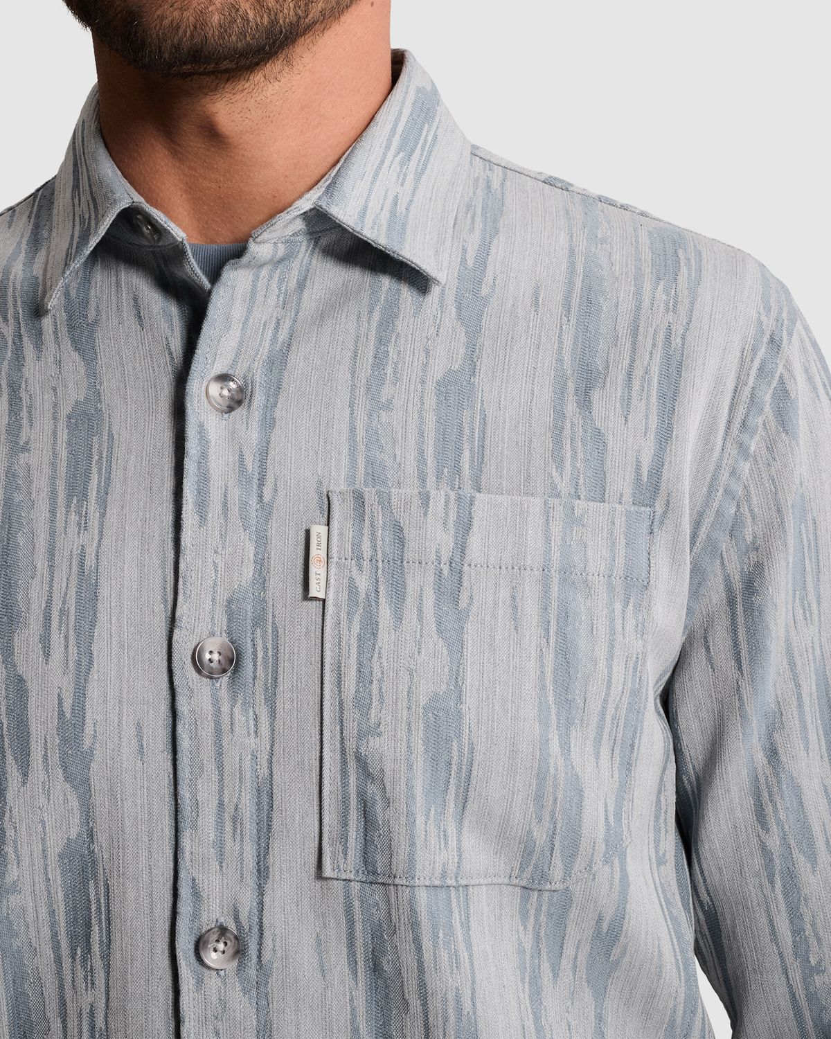 Cast Iron Overshirt met jacquardpatroon en borstzak