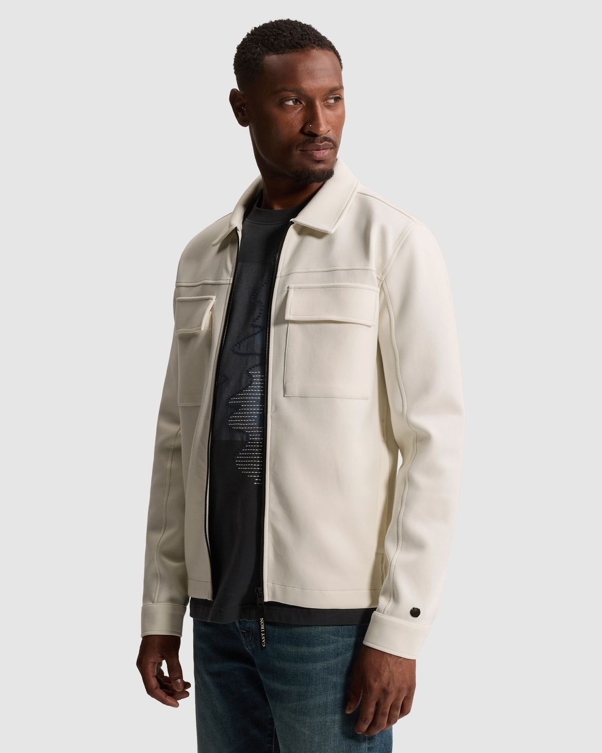 Cast Iron Overshirt met ritssluiting en borstzakken