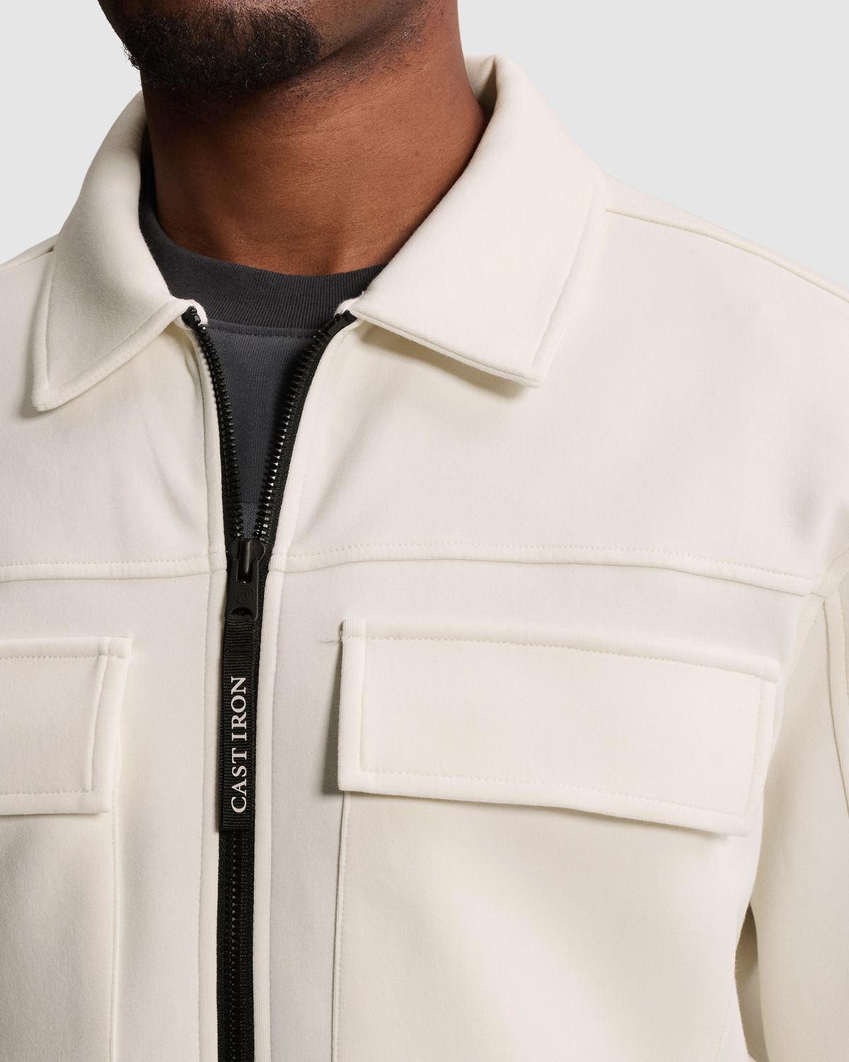 Cast Iron Overshirt met ritssluiting en borstzakken
