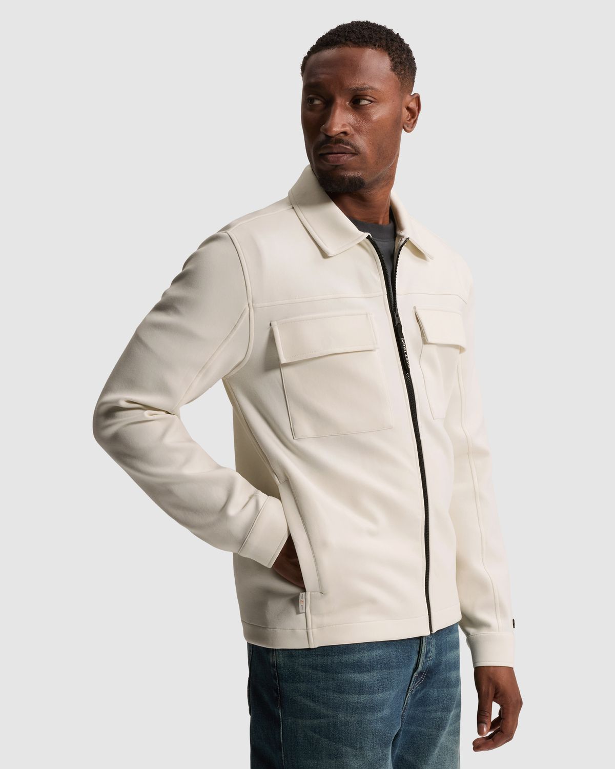 Cast Iron Overshirt met ritssluiting en borstzakken