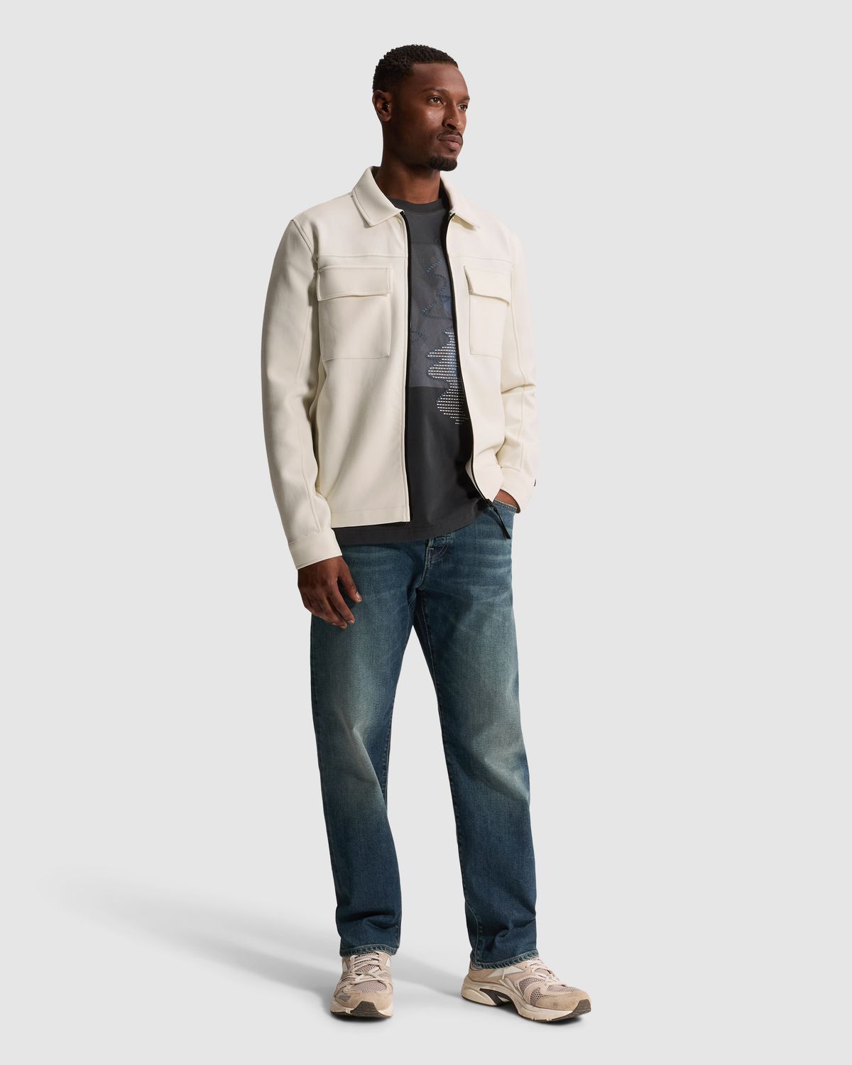 Cast Iron Overshirt met ritssluiting en borstzakken