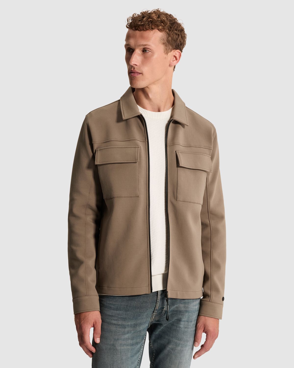 Cast Iron Sweat jacket met overhemdkraag en ritssluiting
