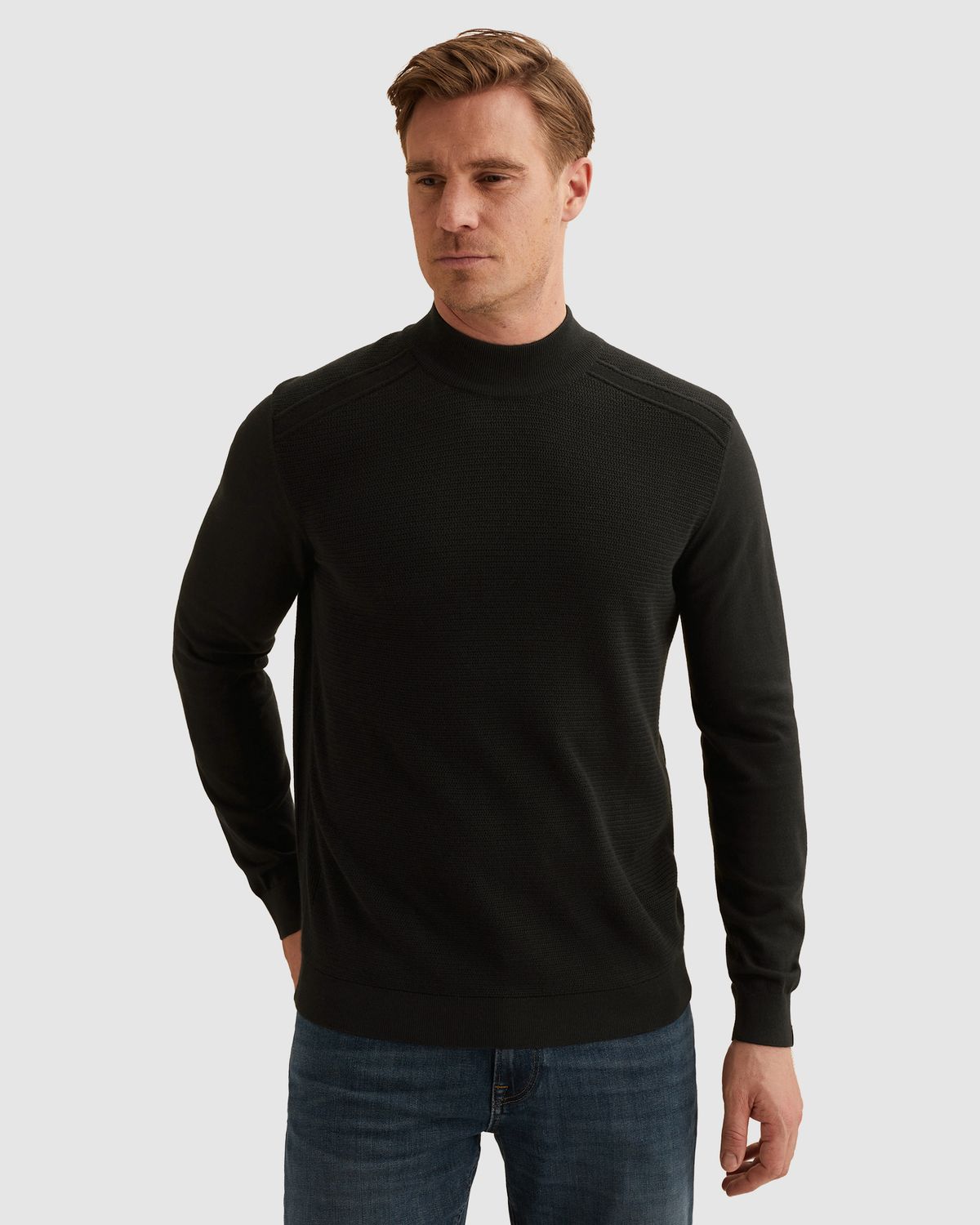 Vanguard Trui van katoen/modal met mockneck