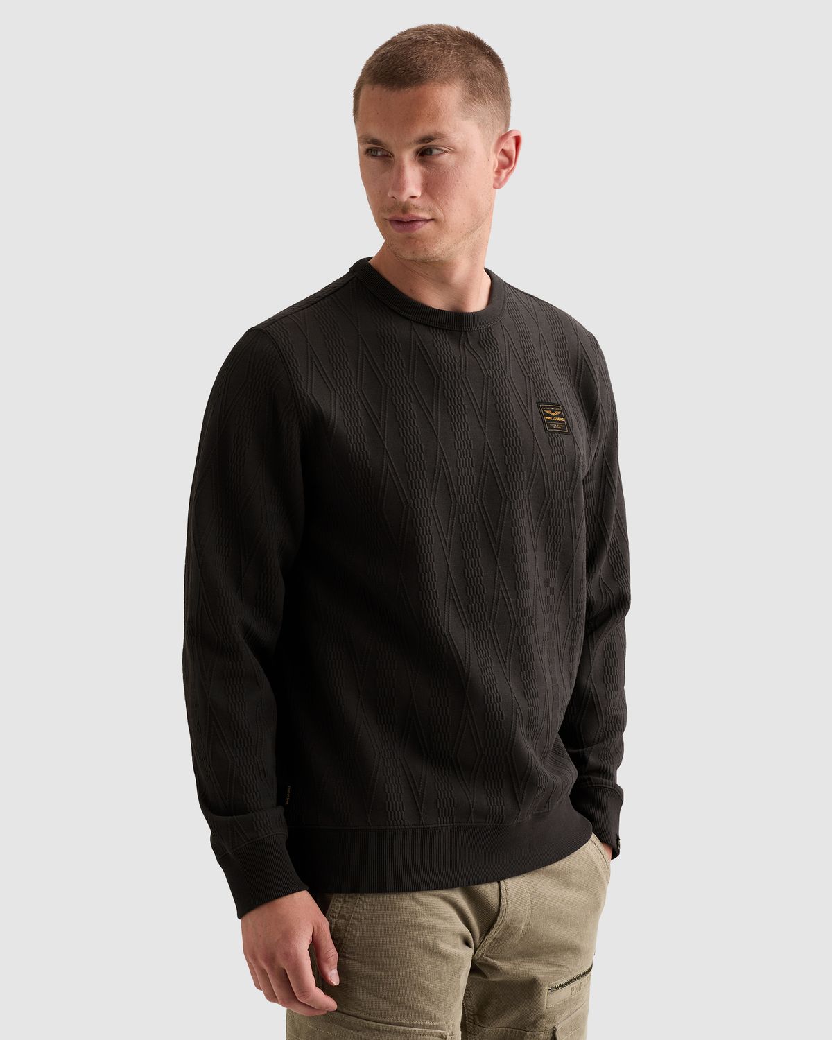 PME Legend Sweatshirt met allover jacquardpatroon en badge
