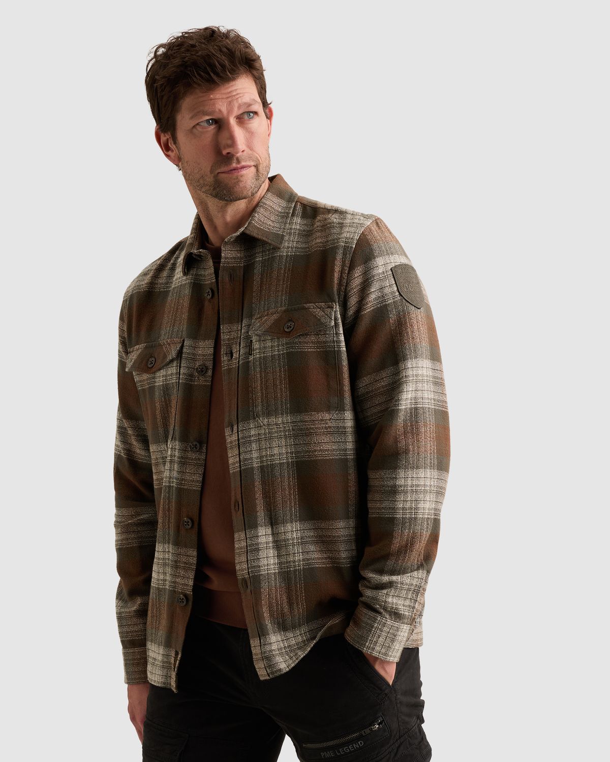 PME Legend Overshirt met ruitpatroon en borstzakken