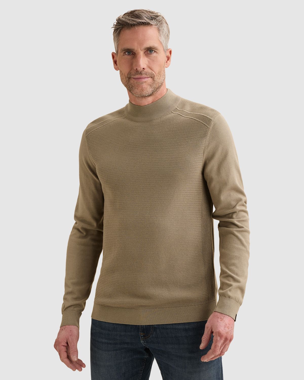 Vanguard Trui van katoen/modal met mockneck