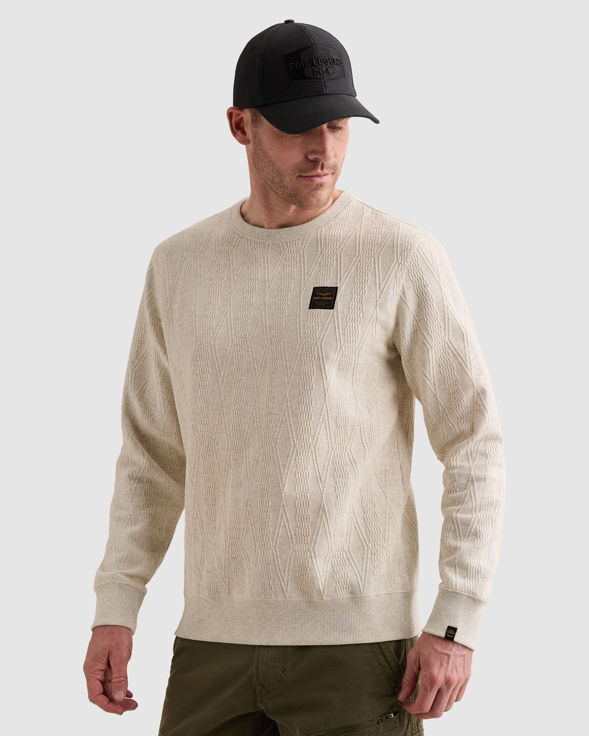 PME Legend Sweatshirt met allover jacquardpatroon en badge
