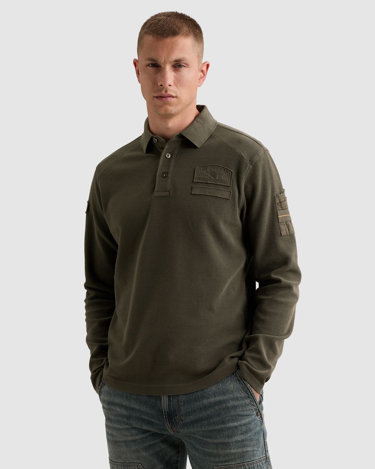 PME Legend Polo met lange mouwen en flight pocket