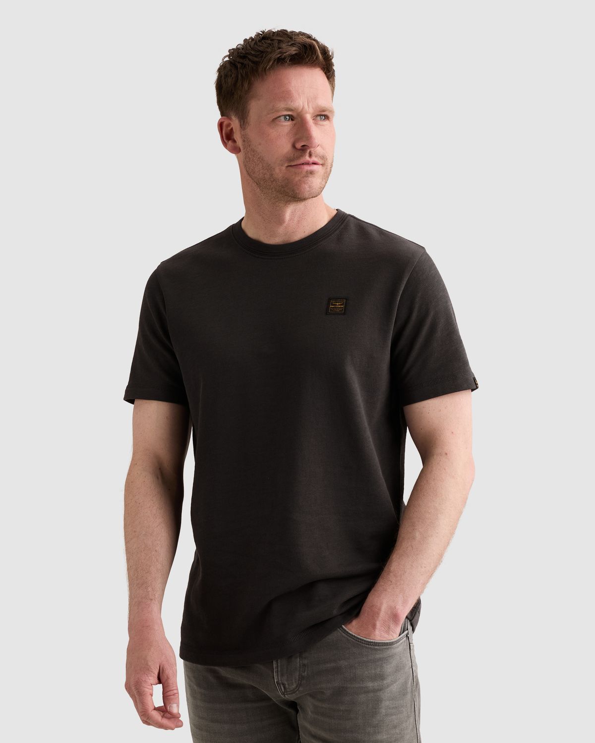 PME Legend Lichtgewicht T-shirt van 100% katoen met badge