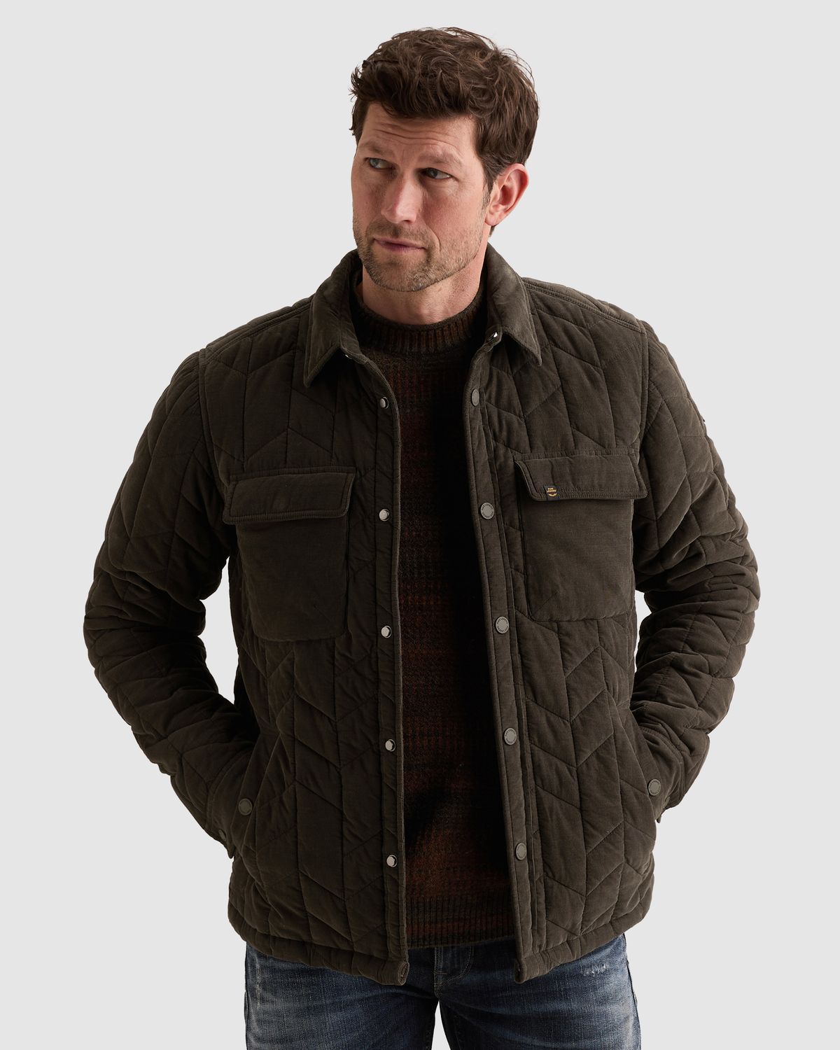 PME Legend Corduroy overshirt met allover quiltpatroon