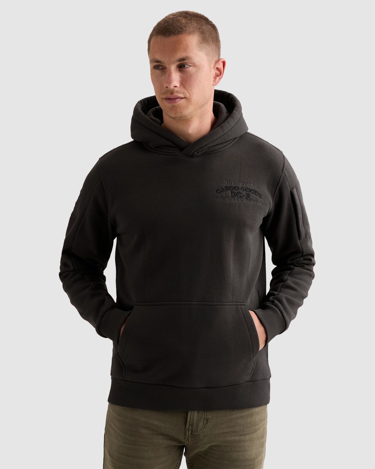 PME Legend Hoodie met print op de borst en kangoeroezak