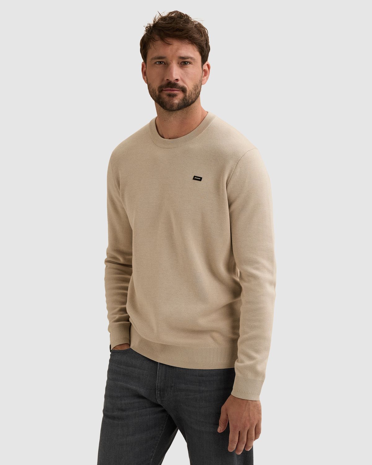 Vanguard Trui van katoen/modal met crewneck en badge
